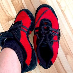 Sansha brand red and black jazz/hip hop sneakers